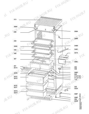 Взрыв-схема холодильника Aeg S3149-4KG - Схема узла Housing 001